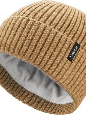 Unisex Ginger Yellow Warm Knit Winter Pull On Cuffed Beanie Classic Ski Skul Cap
